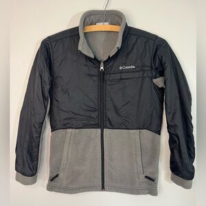 Columbia Boys Black/Gray Fleece Jacket with Nylon Overlay Size 10/12